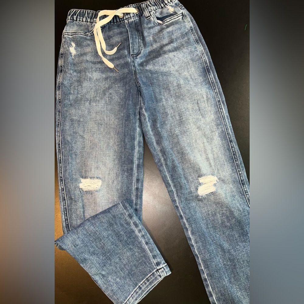 Aerie Blue drawstring Pull on jeans Size XS EUC